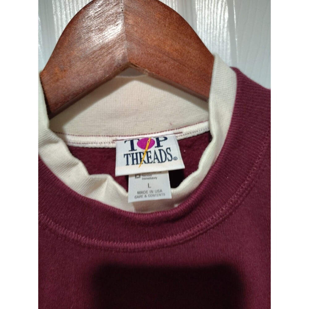 Vintage Top Threads Sweatshirt Womens L Christmas Rocking CAT Granny Relaxed Fit - Picture 6 of 7